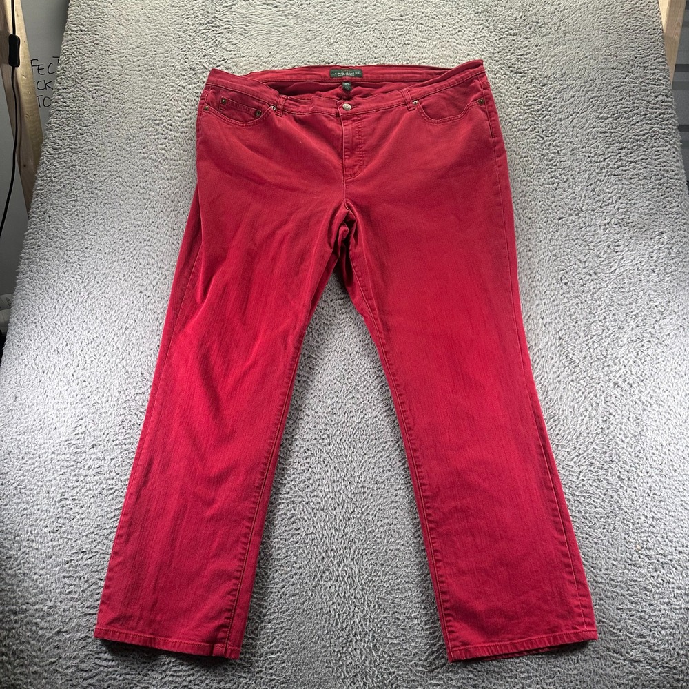 Ralph Lauren Jeans Womens 22W Red Cotton Denim cLeg Workwear‎ Stretch